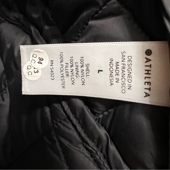 Athleta Black Puffer Jacket with Quilted Texture and High Collar - Picture 6 of 7